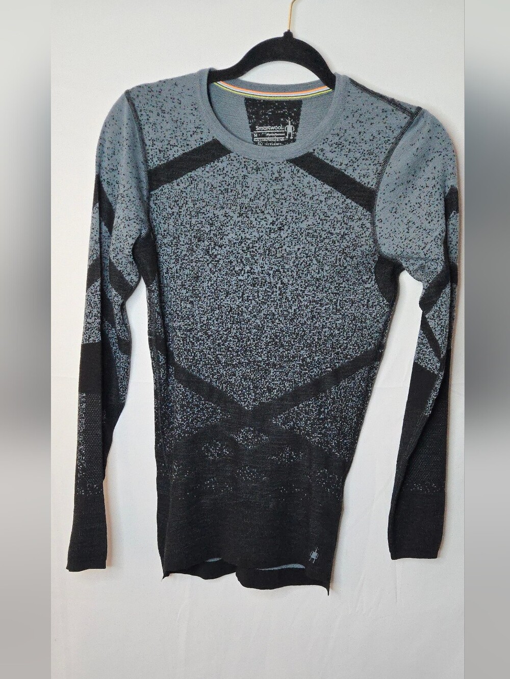 Smartwool Women's M Intraknit Thermal Merino Base Layer Crew Sweater Black Blue
